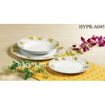 18PCS verschiedene Reihen-Rand-Abziehbild-Eleganz-feines Porzellan-Teller + Dessert + Suppe-Abendessen-Satz